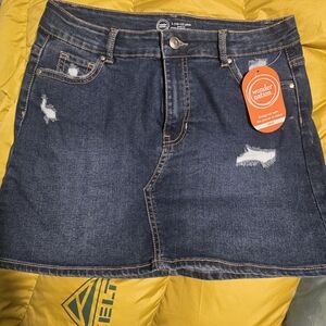 Wonder Nation Women's Distressed Denim Mini Skirt - Blue